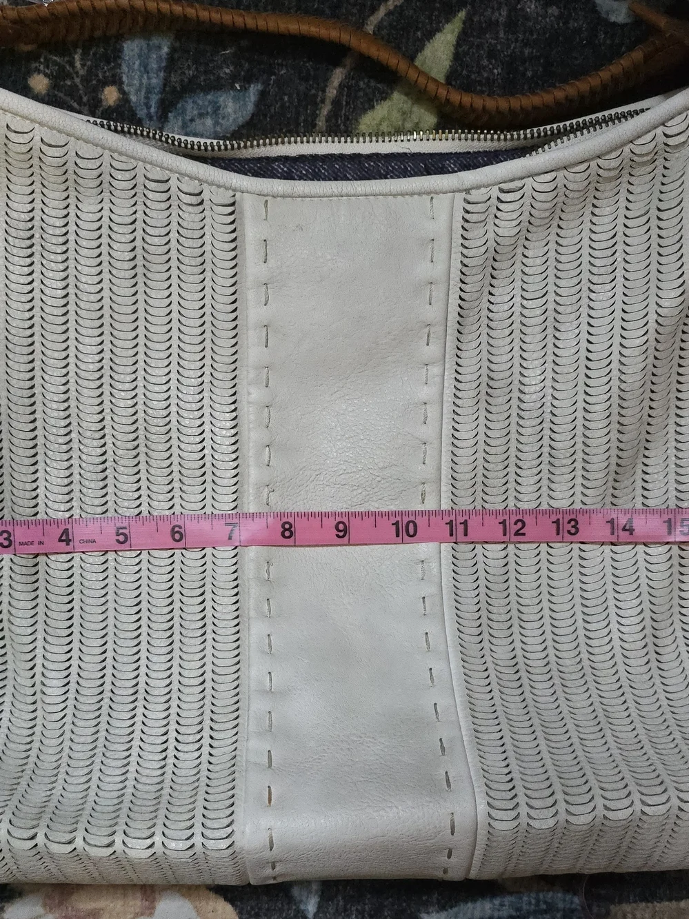 Free People Large Cream Vegan Leather Shoulder Bag with Crossbody Strap